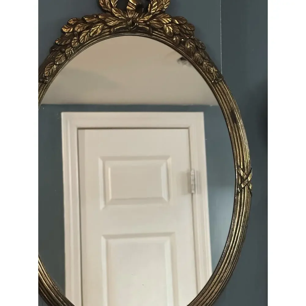 Vintage Ornate Oval Gold HOMCO Wall Mirror Hollywood Regency Plastic